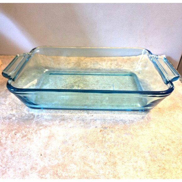 Anchor Hocking Aqua Blue Glass 1 Quart 6x9 Baking Pan Dish Vintage - Picture 1 of 12